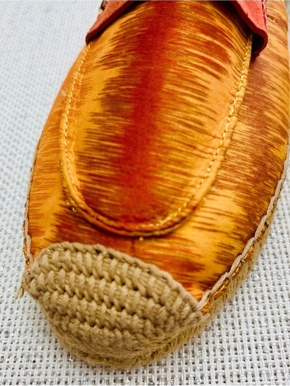 Sam Edelman Orange and Gold Espadrille Penny Loafers